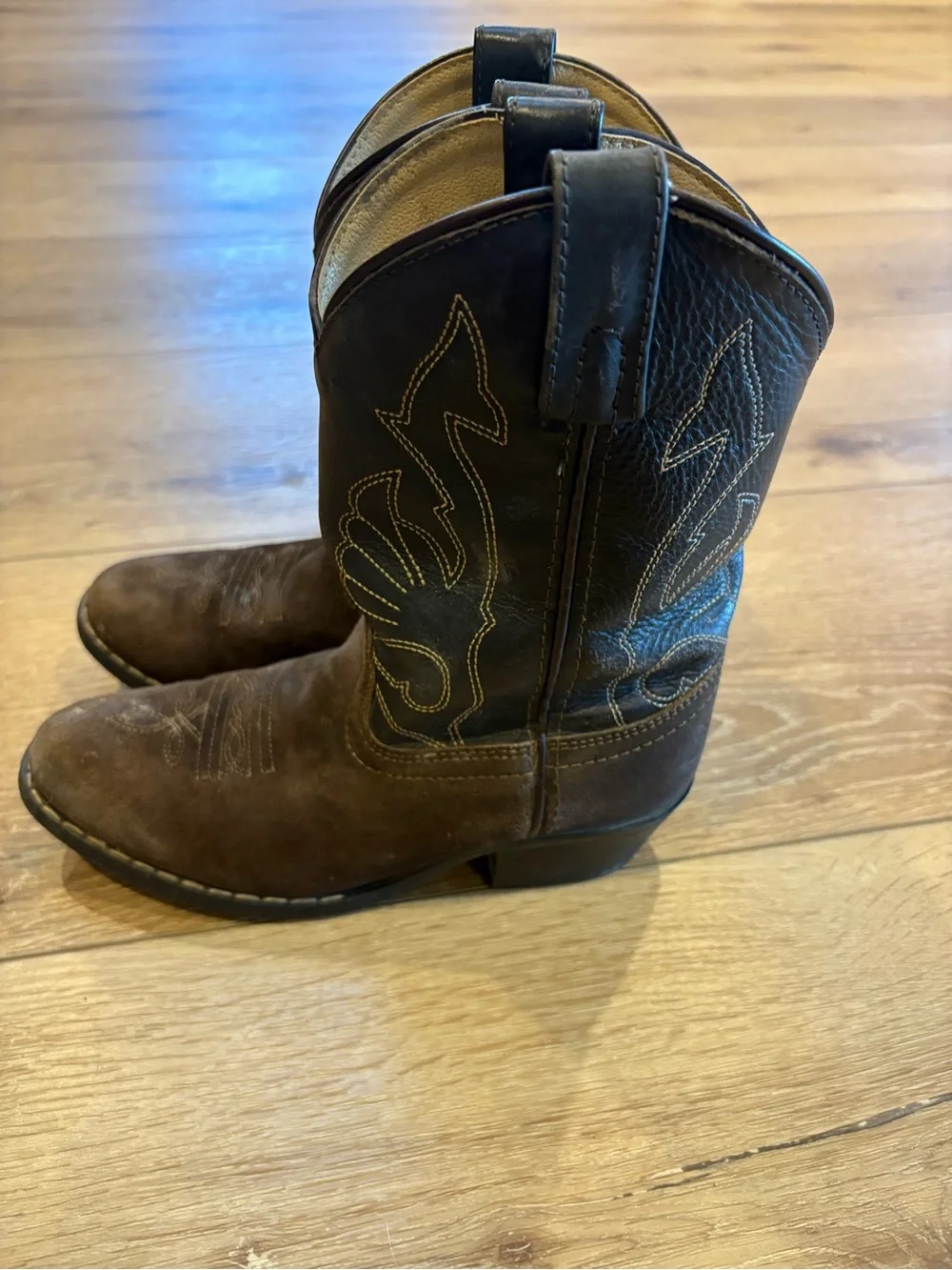 Malden Brown and Black Kids Western Cowboy Boots